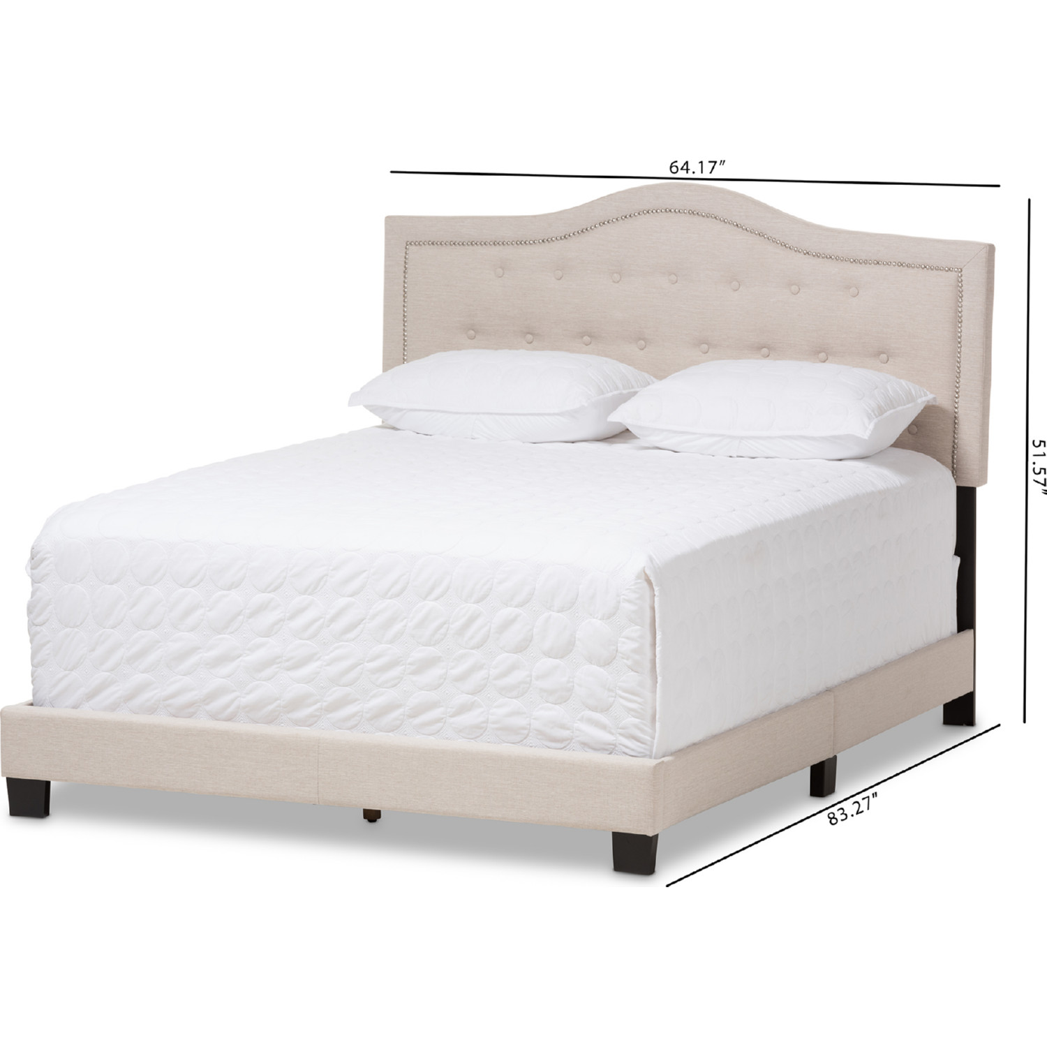 Baxton CF8747 G Light Beige Queen Emerson Queen Bed in Light Beige